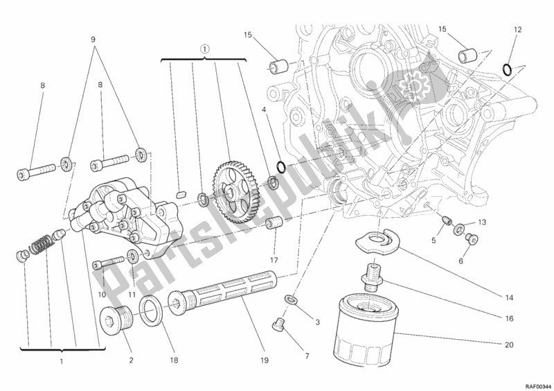 Tutte le parti per il Pompa Dell'olio - Filtro del Ducati Monster 1100 Diesel 2013